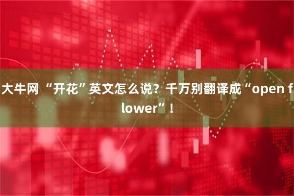 大牛网 “开花”英文怎么说？千万别翻译成“open flower”！